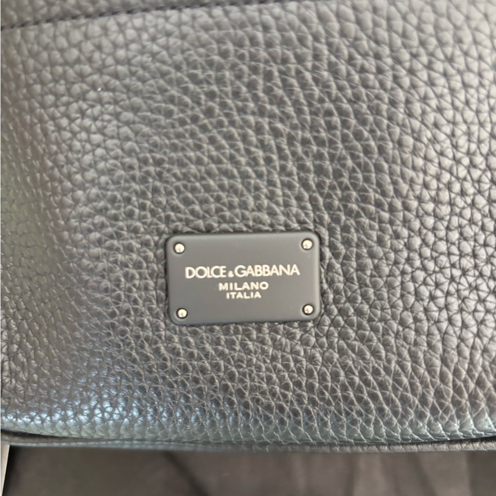 NWT AUTHENTIC DOLCE & GABBANA BLACK CALFSKIN LEATHER LOGO PALERMO BACKPACK BAG - Picture 4 of 8